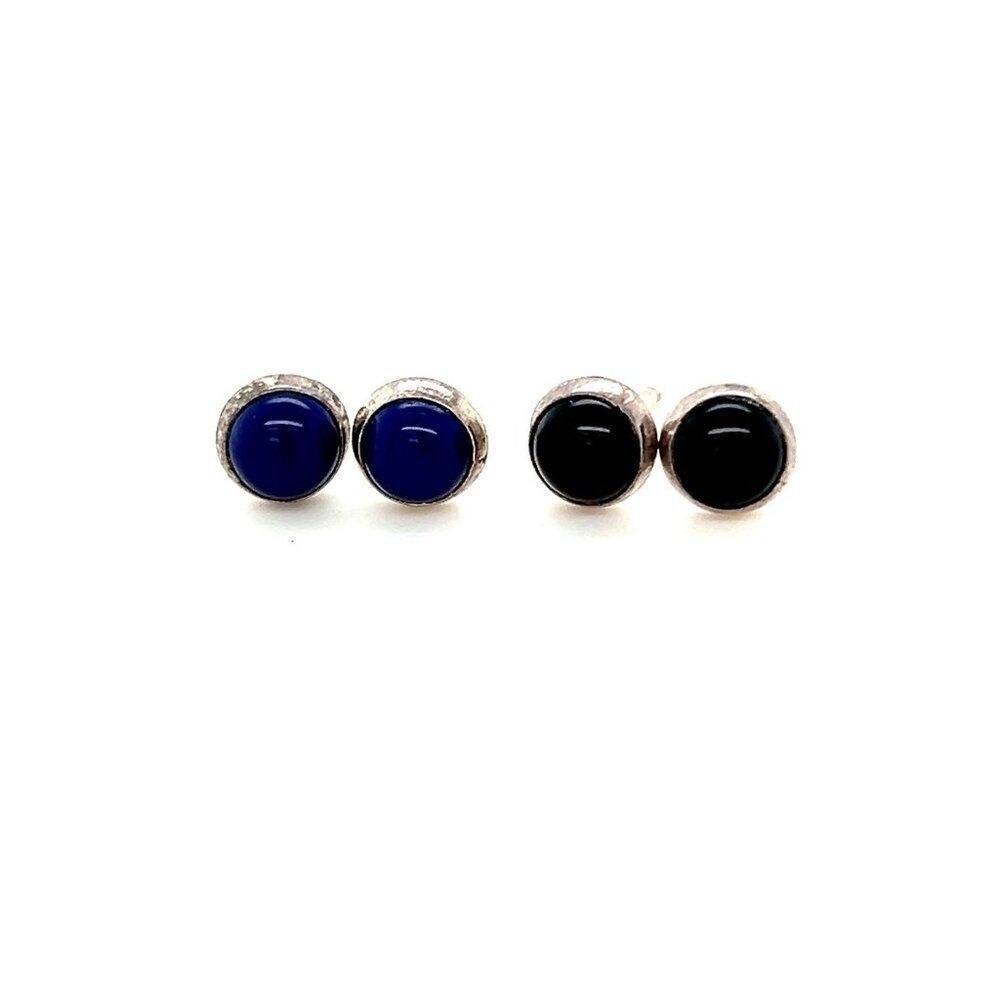 S925‎ Lapis/Onyx Stud Earrings